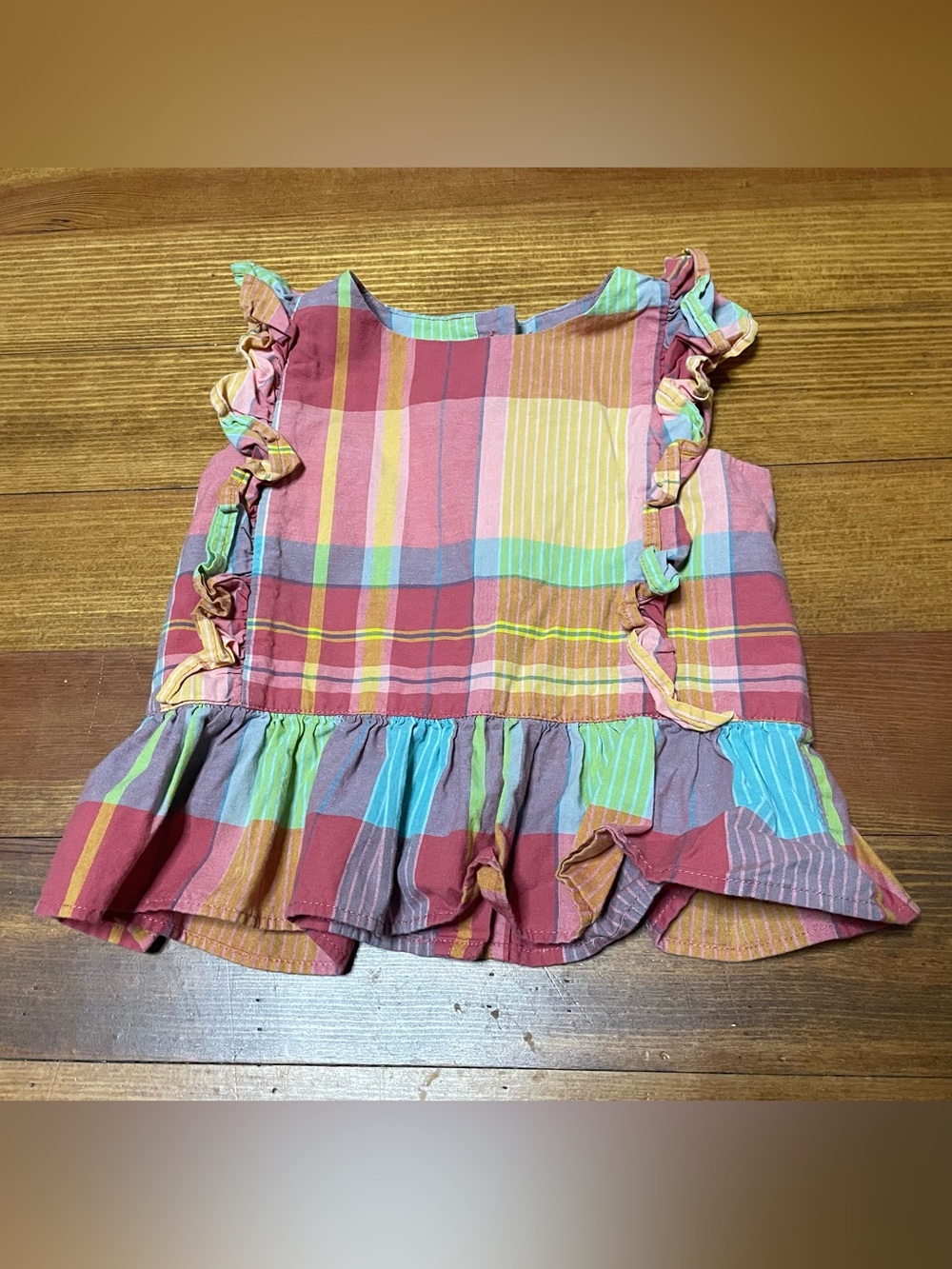 Tea Collection Multicolor Plaid Ruffle Tank Top Size 18-24 Months